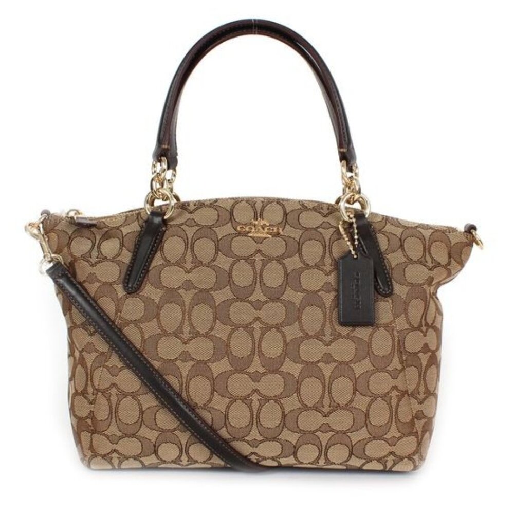 Coach Kelsey Jacquard Khaki Crossbody Bag Purse